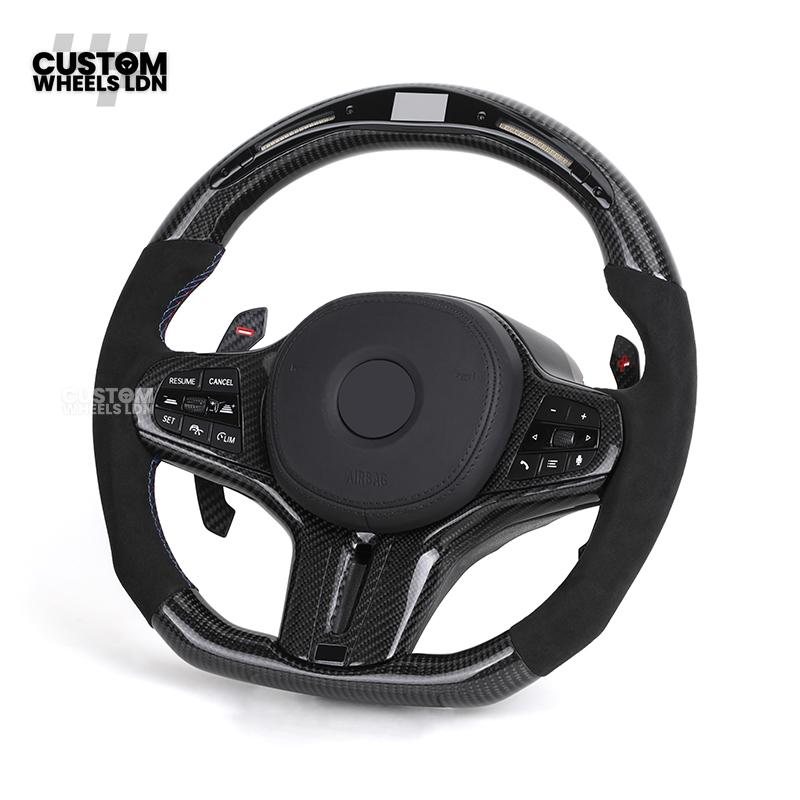 BMW Custom G-Series Steering Wheel – Carbon Fibre, Flat Bottom, LED Display, Carbon Paddles – Fits G20 G21 G22 G30 G15 G05 G07 + more