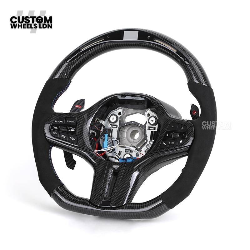 BMW Custom G-Series Steering Wheel – Carbon Fibre, Flat Bottom, LED Display, Carbon Paddles – Fits G20 G21 G22 G30 G15 G05 G07 + more