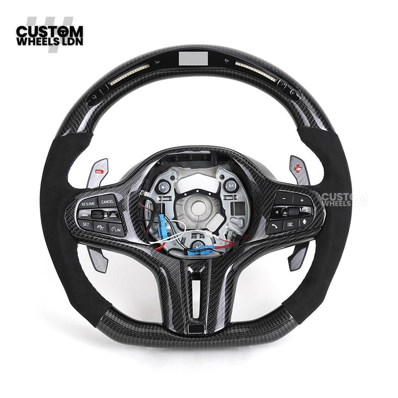 BMW Custom G-Series Steering Wheel – Carbon Fibre, Flat Bottom, LED Display, Carbon Paddles – Fits G20 G21 G22 G30 G15 G05 G07 + more
