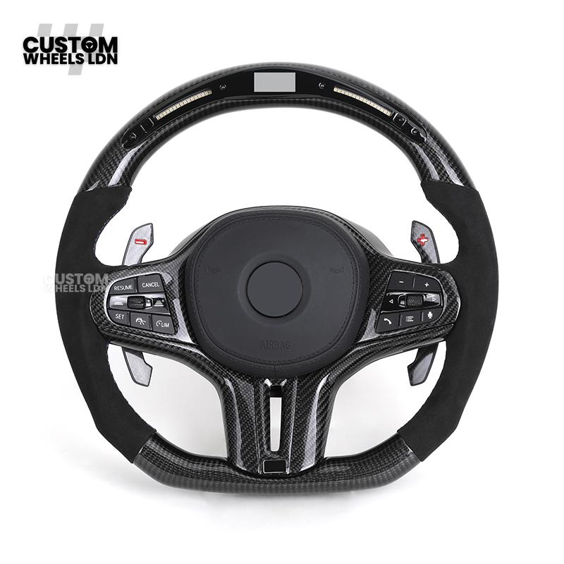 BMW Custom G-Series Steering Wheel – Carbon Fibre, Flat Bottom, LED Display, Carbon Paddles – Fits G20 G21 G22 G30 G15 G05 G07 + more