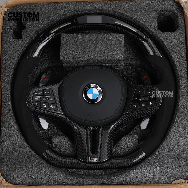 BMW Custom G-Series Steering Wheel – Carbon Fibre, Flat Bottom, LED Display, Carbon Paddles – Fits G20 G21 G22 G30 G15 G05 G07 + more
