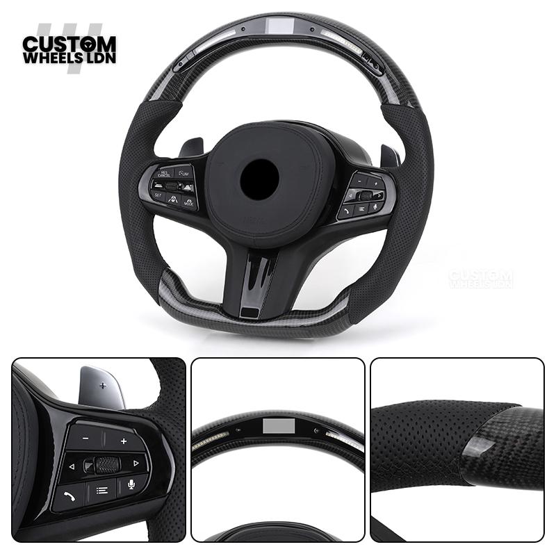 BMW Custom G-Series Flat Bottom Carbon LED Steering Wheel – Fits G20 G21 G22 G42 G80 G87 + more