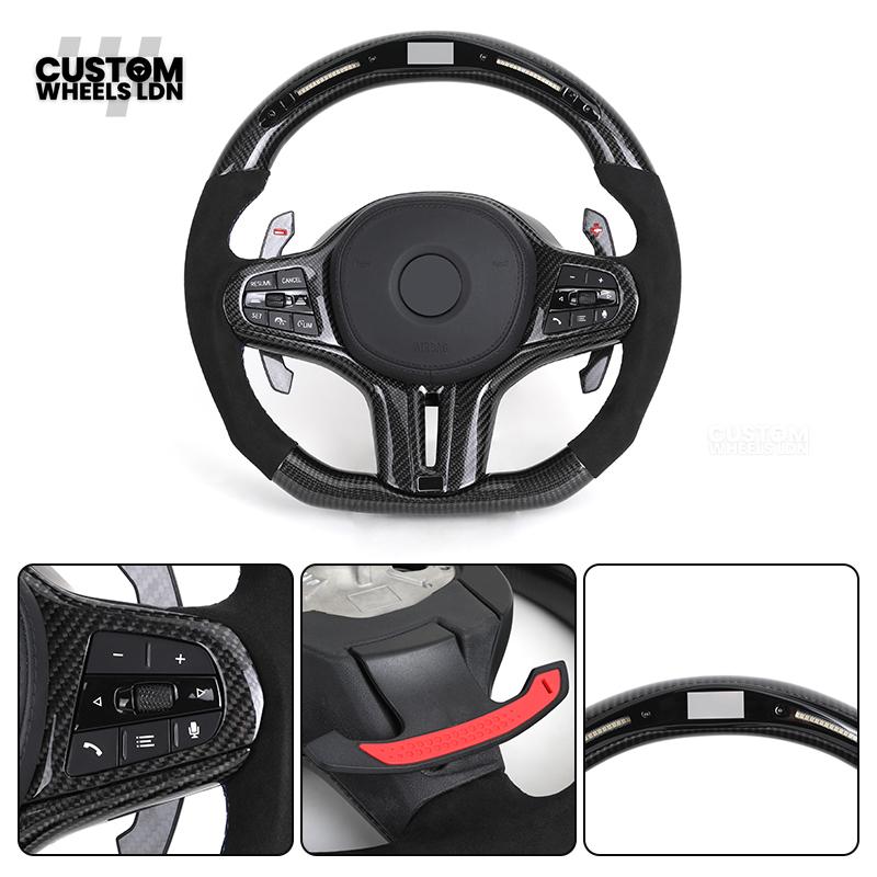 BMW Custom G-Series Steering Wheel – Carbon Fibre, Flat Bottom, LED Display, Carbon Paddles – Fits G20 G21 G22 G30 G15 G05 G07 + more