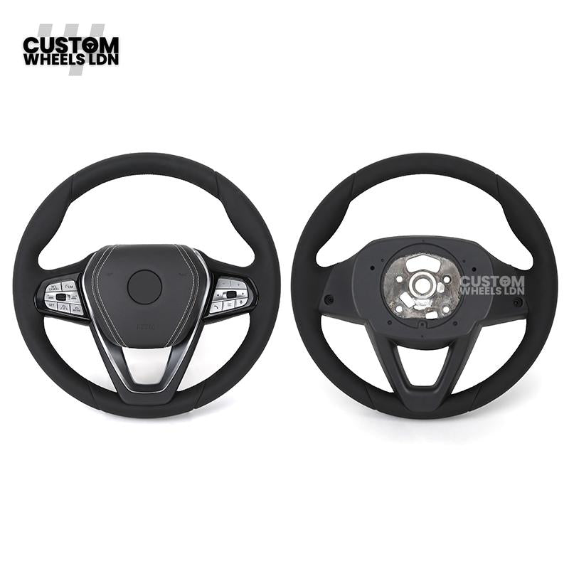 BMW Custom ID6 Steering Wheel – Smooth Leather & Brushed Silver Trim – Fits iX3 iX i4 G60 G70 + more