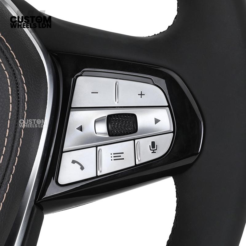 BMW Custom ID6 Steering Wheel – Smooth Leather & Brushed Silver Trim – Fits iX3 iX i4 G60 G70 + more