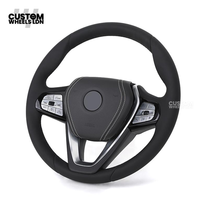 BMW Custom ID6 Steering Wheel – Smooth Leather & Brushed Silver Trim – Fits iX3 iX i4 G60 G70 + more