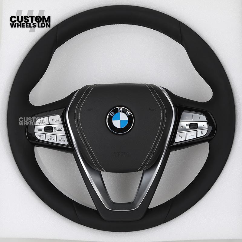 BMW Custom ID6 Steering Wheel – Smooth Leather & Brushed Silver Trim – Fits iX3 iX i4 G60 G70 + more