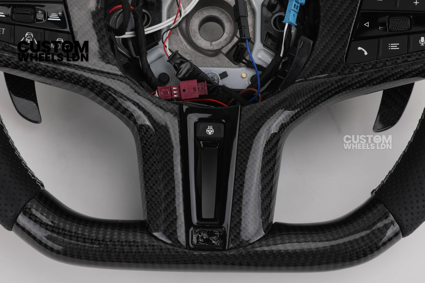 BMW Custom Carbon Heated Steering Wheel with LED Display – M-Stitch – Flat Bottom - Lane Assist – Fits F20 F22 F23 F30 F31 F32 F33 F36 F87 F80 F82 F10 F12 F13 + more