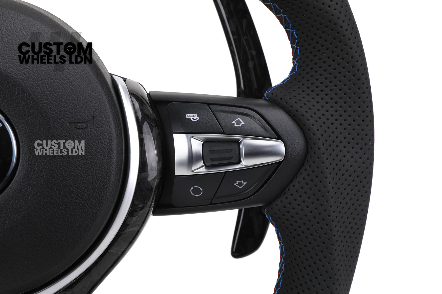 BMW Custom Steering Wheel | Forged Carbon + M Stitching + Forged Carbon Paddles | Flat Bottom | Complete Plug & Play | Fits 1/2/3/4 Series, F E Series + more