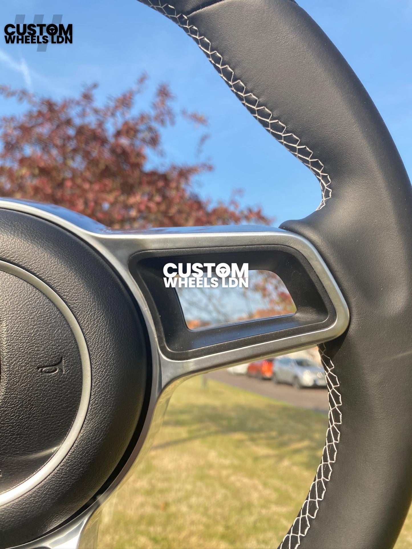 Porsche Custom Steering Wheel – Smooth Black Leather, Grey 12 O’Clock Stripe | Fits 997, 991.1, 987, Boxster, Cayman, Cayenne, Panamera + more | Plug & Play | With Airbag | Upgrade for Older Models Available