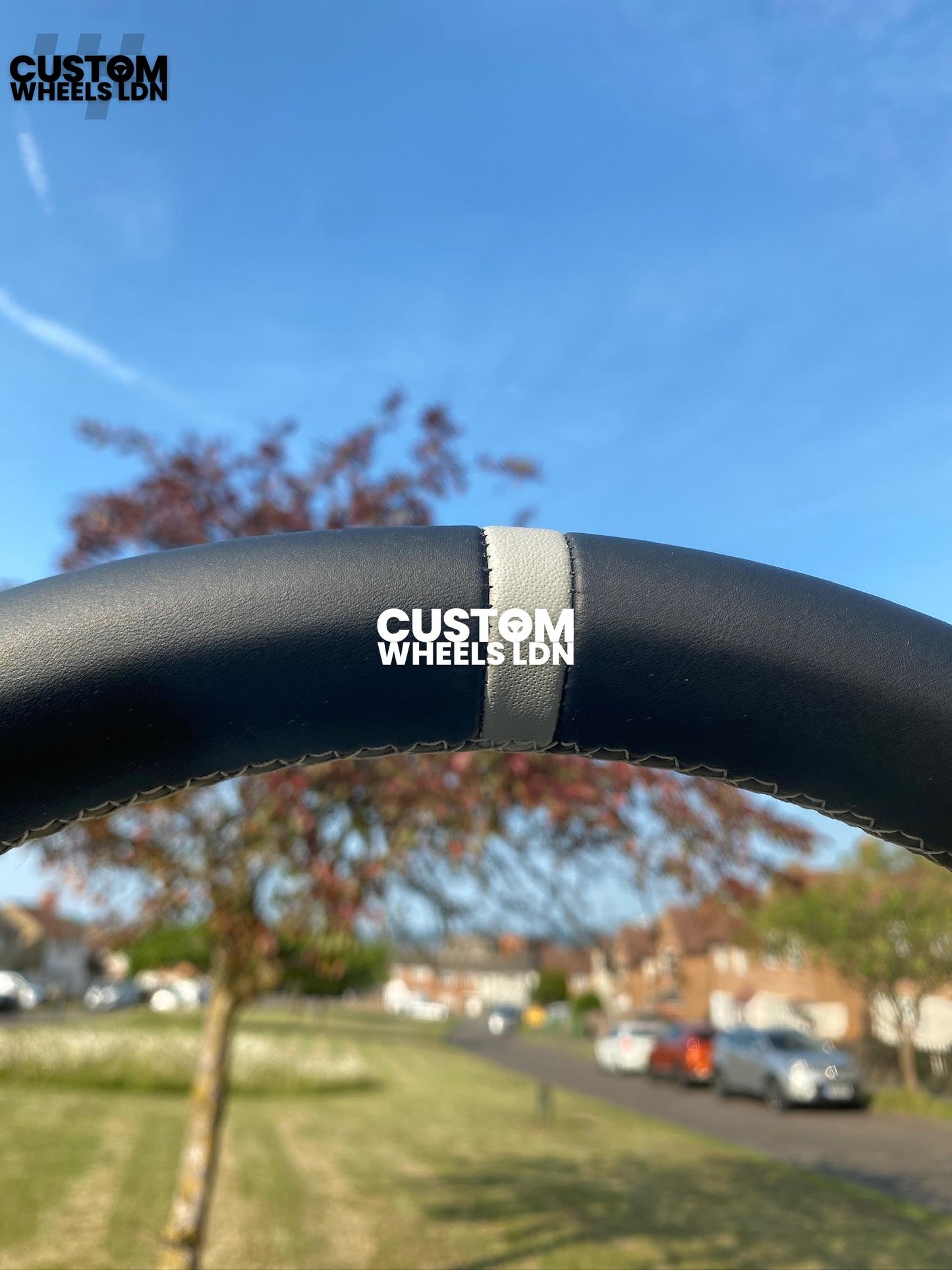 Porsche Custom Steering Wheel – Smooth Black Leather, Grey 12 O’Clock Stripe | Fits 997, 991.1, 987, Boxster, Cayman, Cayenne, Panamera + more | Plug & Play | With Airbag | Upgrade for Older Models Available