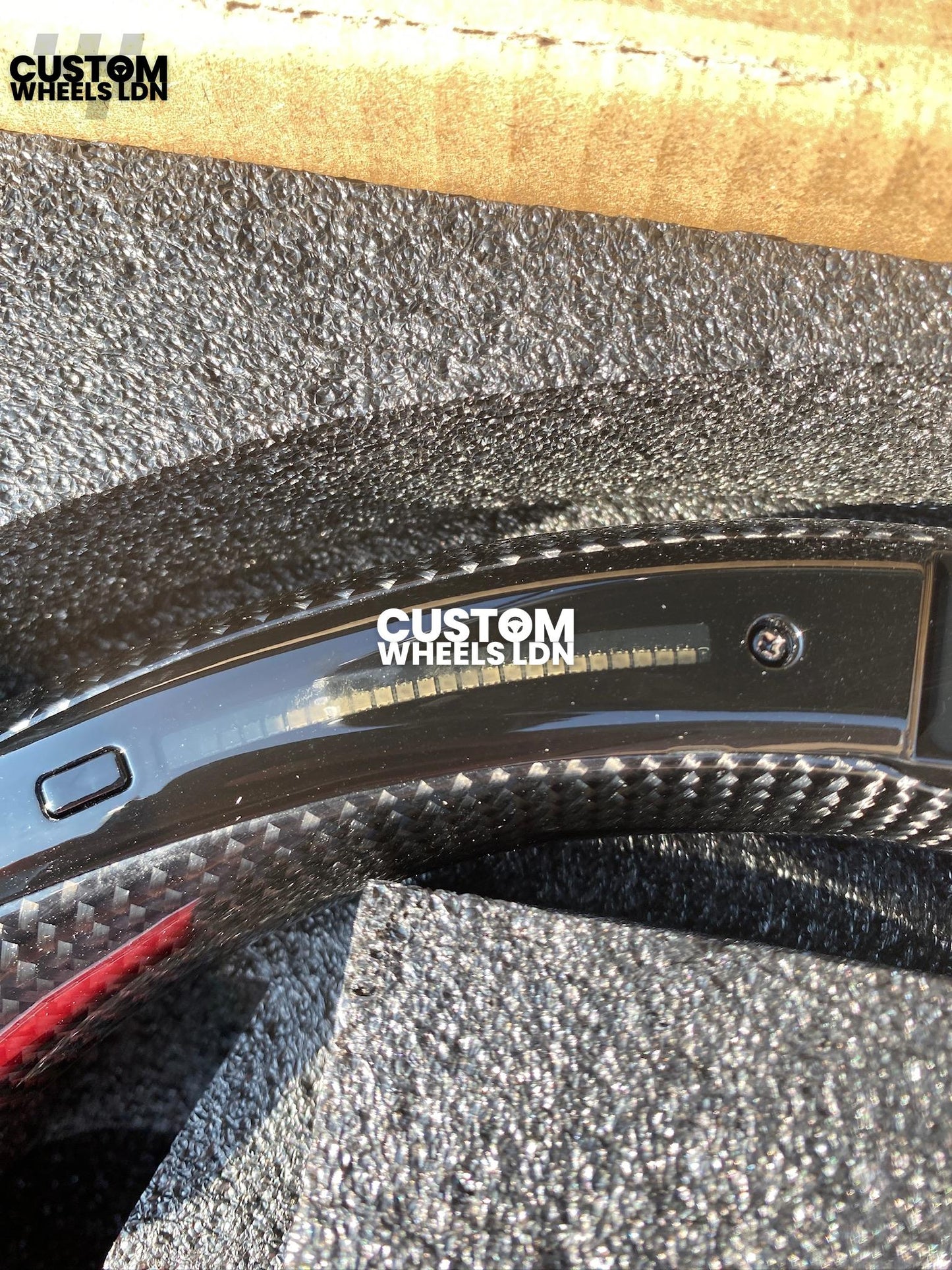 Mercedes Custom LED Flat Bottom Steering Wheel – Gloss Carbon Fibre, Red Perforated Leather, Red Airbag Cover | Fits W205, W213, W218, W222, W217, C-Class, E-Class, CLS, S-Class + more | Plug & Play | Upgrade for Older Models Available