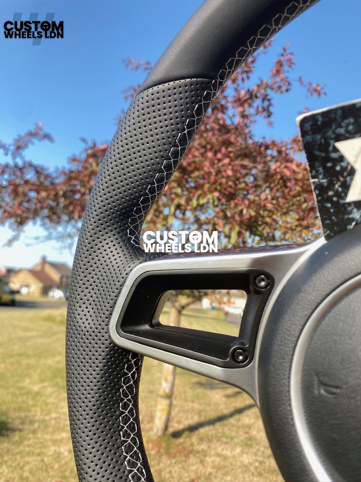 Porsche Custom Steering Wheel – Smooth Leather & Perforated Grips, Silver Trim | Fits 991, 997, 981, 987, Cayman, Boxster, Cayenne, Panamera + more | Plug & Play | With Airbag | Upgrade for Older Models Available