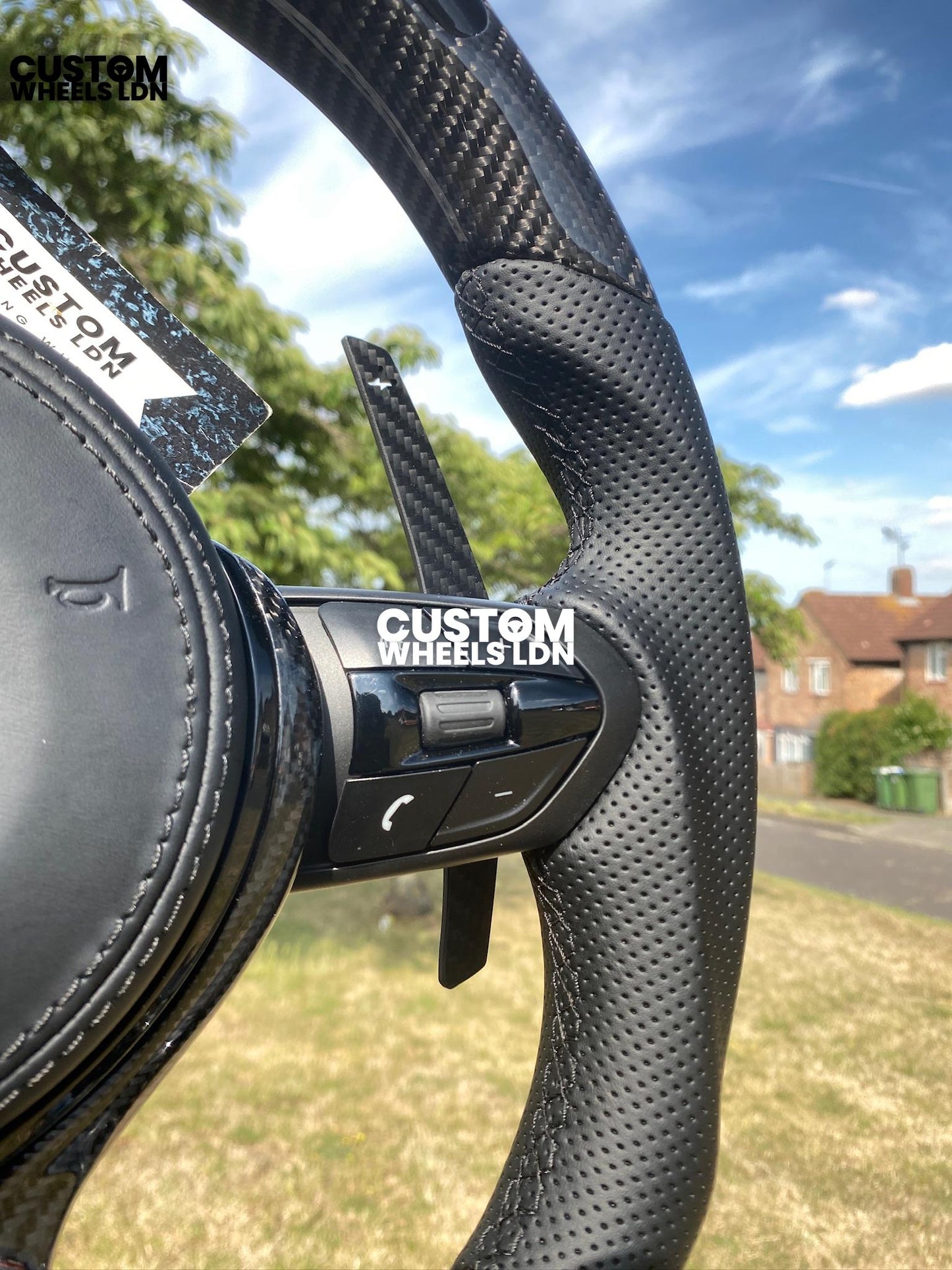 BMW Custom Flat Bottom Steering Wheel – Led rev display, Gloss Carbon Fibre, Magnetic Paddles, All-Black OEM Buttons | Fits F Series, G Series + more | Plug & Play | With Airbag | Upgrade for Older Models Available