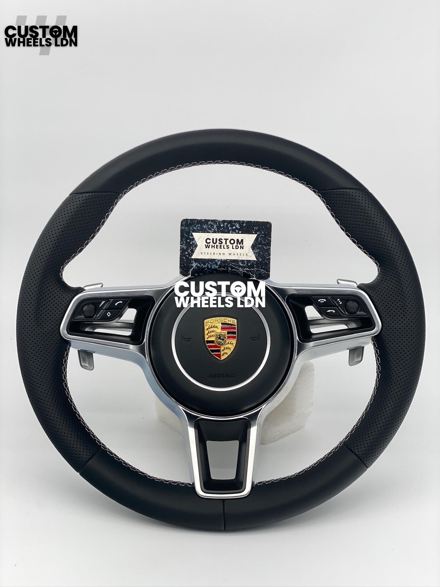 Porsche Custom Steering Wheel – Smooth Leather & Perforated Leather, OEM Paddles, OEM Buttons | Fits 997.1, 997.2, 991.1, 981, Macan, Cayenne + more | Plug & Play | With Airbag | Upgrade for Older Models Available