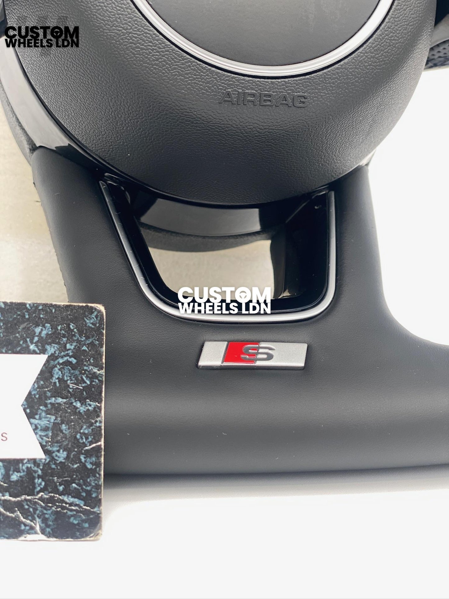 Audi Custom Flat Bottom Steering Wheel – Smooth Leather, Perforated Grips, OEM Short Paddles, Stock Buttons | Fits A3, A4, A5, S3, S4, Q3 + more | Plug & Play | With Airbag | Guaranteed Fit | Upgrade for Older Models Available