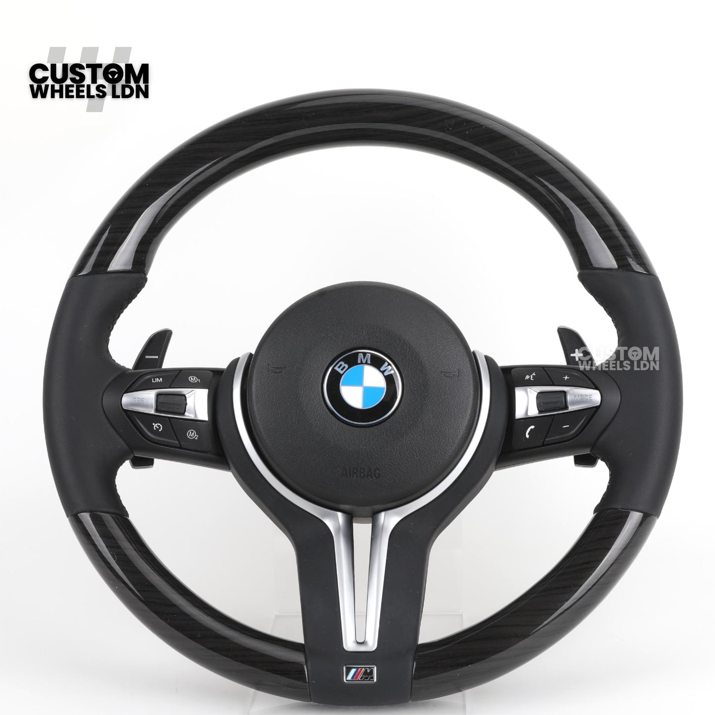 BMW Custom Steering Wheel | Gloss Black Carbon Top and Bottom | Thin Paddles | M Sport | Complete Plug & Play | Fits 1/2/3/4 Series + more