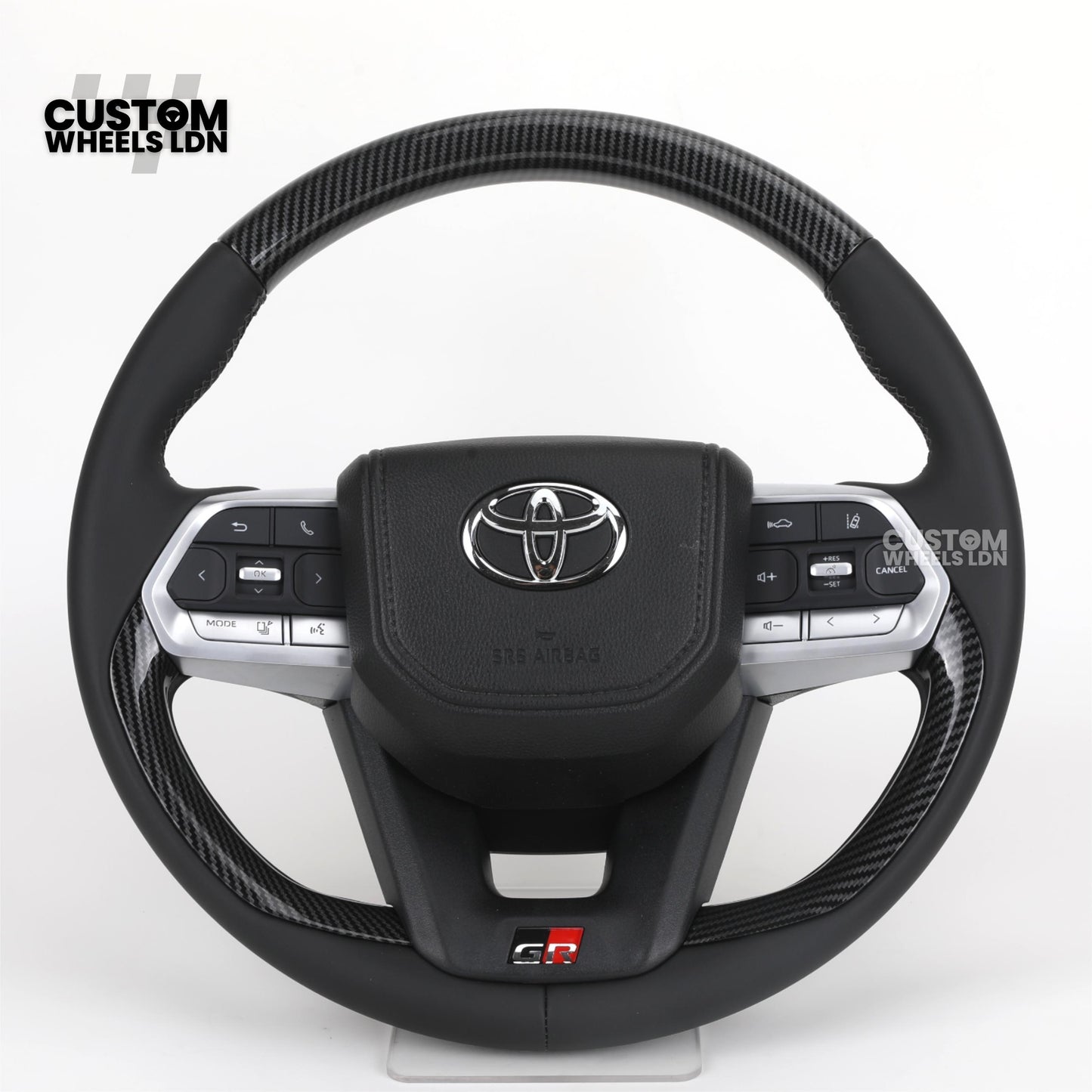 Toyota GR Custom Steering Wheel – Carbon Fibre, GR Badge, Black Leather Grips, OEM Controls | Fits GR Yaris, GR Corolla, GR86 + more | Plug & Play | Retrofit Upgrade for Older Models
