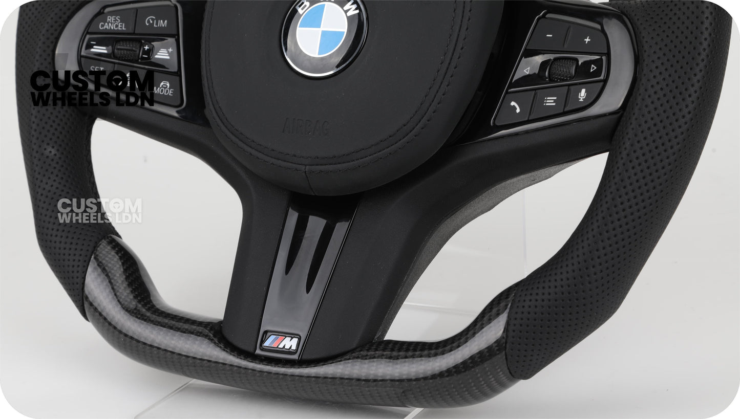 BMW Custom G-Series Flat Bottom Carbon LED Steering Wheel – Fits G20 G21 G22 G42 G80 G87 + more