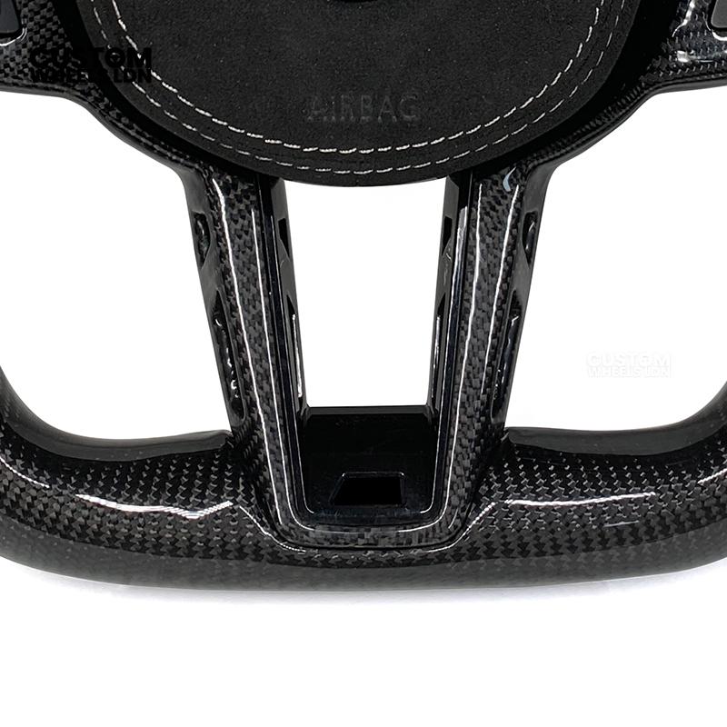 BMW Custom LCI-Style Flat Bottom Steering Wheel – Perforated Leather & Gloss Carbon Trim, Red M Buttons, Carbon Paddles, M Badge | Fits G80 M3, G82 M4, G20 3 Series, G22 4 Series, G30 5 Series + more | Plug & Play | Retrofit Upgrade for Older Models