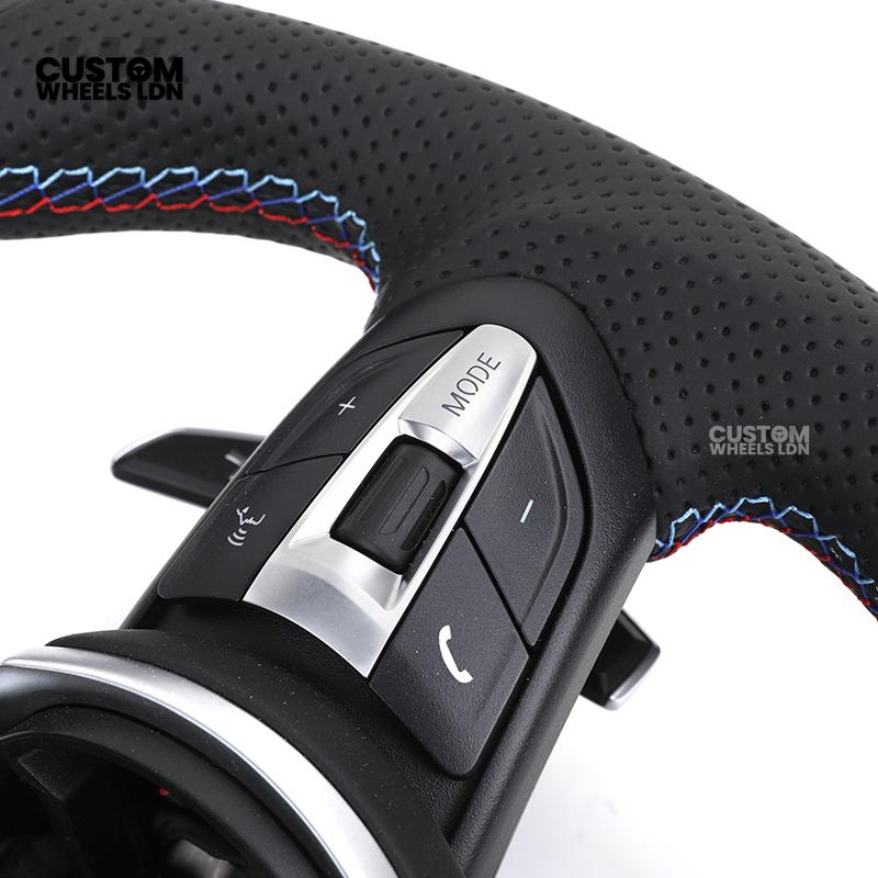 BMW Custom LED Steering Wheel – Satin Carbon Fibre & Perforated Leather with M-Stitching | Fits 3/4/5 Series, X3, X4 + more | Plug & Play | Fits older models
