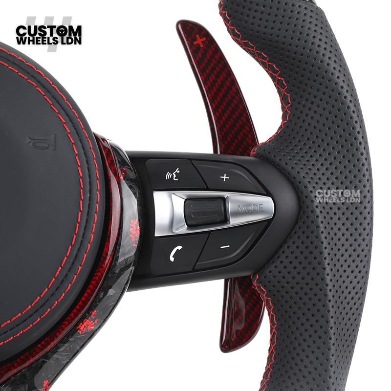BMW Custom Red Forged Carbon LED Steering Wheel with Red Stitching | Complete Plug & Play | Fits F20 F22 F30 F32 F36 F80 F87 E90 E92 E93 + more