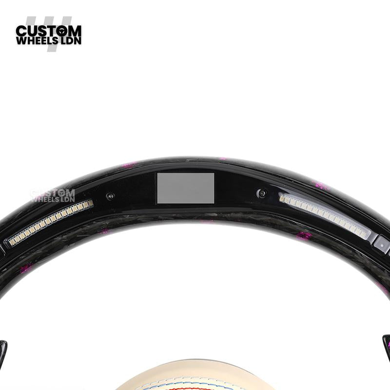 BMW Custom Purple Forged Carbon LED Steering Wheel | Cream Leather Grip | M Performance Style | Plug & Play | Fits F20 F22 F30 F32 F36 F80 F87 E90 E92 E93 + more