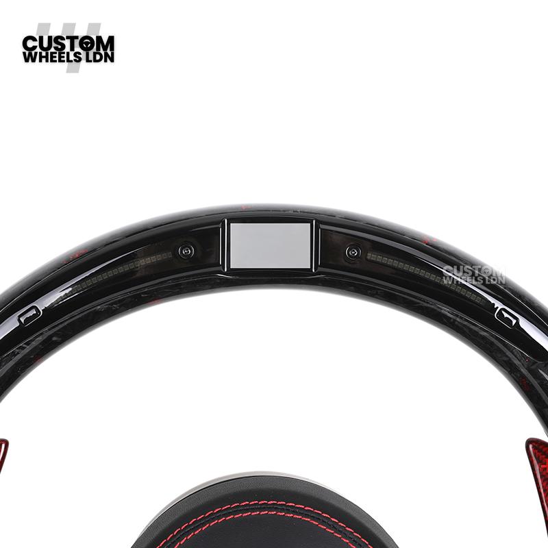 BMW Custom Forged Carbon Steering Wheel with Red Flake, LED Display & Red Paddles | Plug & Play | Complete Wheel | Fits F20 F21 F22 F23 F30 F31 F32 F33 F36 F80 F87 E82 E88 E90 E92 E93 + More