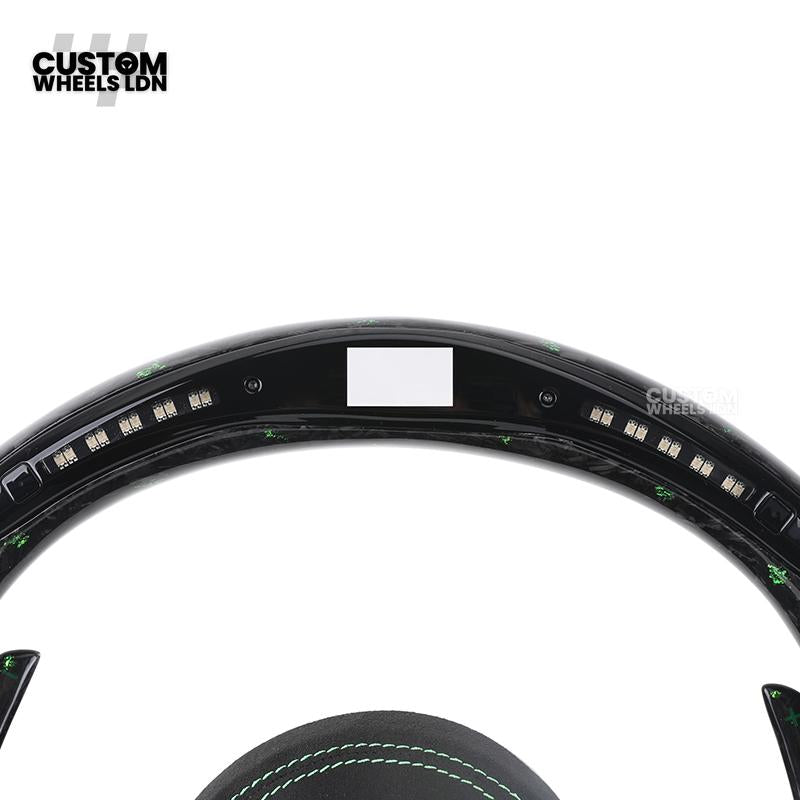 BMW Custom Green Forged Carbon LED Steering Wheel with Green Stitching | M Performance Style | Plug & Play | Fits F20 F22 F30 F32 F36 F80 F87 E90 E92 E93 + more