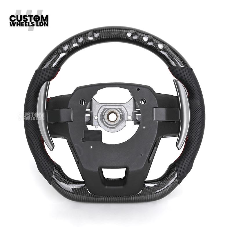 Toyota Custom LED Carbon Steering Wheel – Red Stitch, Perforated Grips, Flat Bottom | Built-In Rev Counter Display | Fits GR Yaris, GR Supra, Camry, Corolla + more | Plug & Play | Full Carbon Retrofit Upgrade