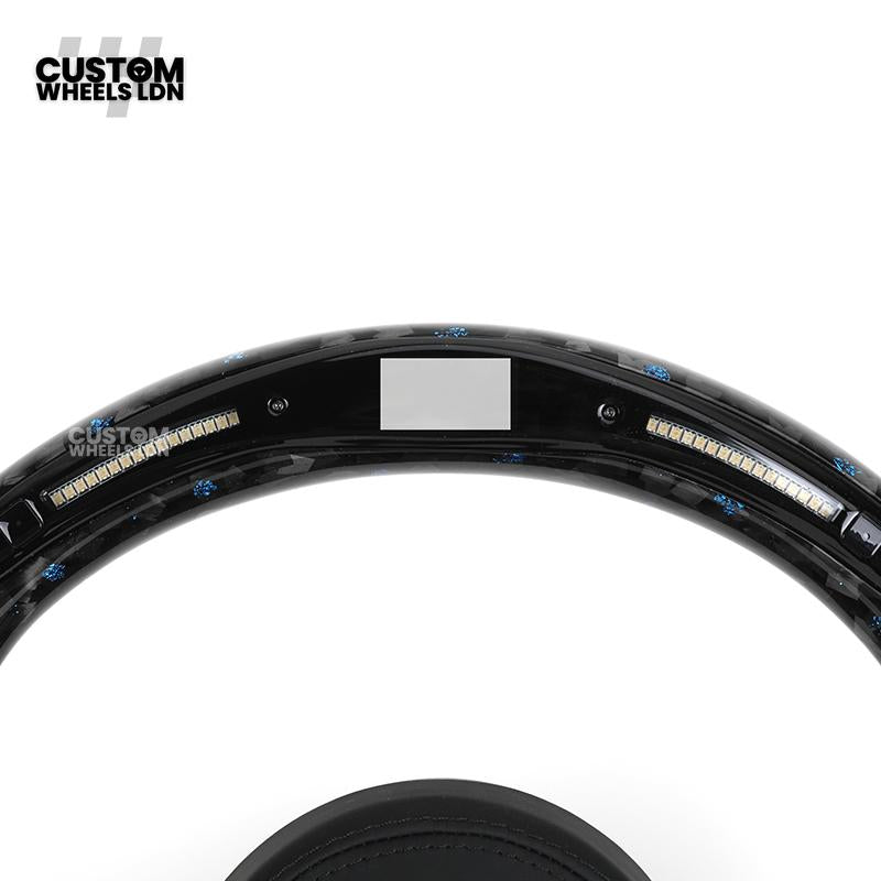 BMW Custom Forged Carbon Steering Wheel with Blue Flake & LED Display | Plug & Play | Complete Wheel | Fits F20 F21 F22 F23 F30 F31 F32 F33 F36 F80 F87 E82 E88 E90 E92 E93 + More