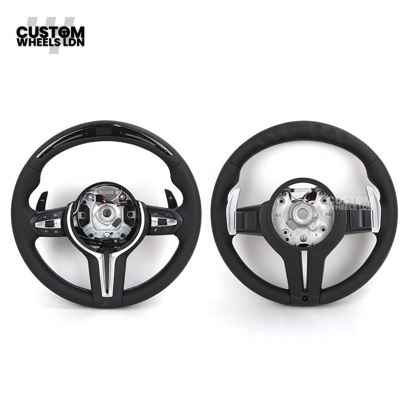 BMW Custom LED Steering Wheel – Smooth Black Leather with M Stitching & Silver Accents | Fits F20 F21 F22 F30 F31 F32 F36 F10 F11 F06 F12 F13 X1 X3 X4 X5 X6 + More