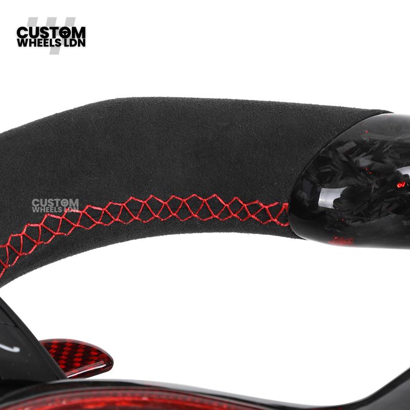 BMW Custom Forged Carbon Steering Wheel with Red Flake, LED Display & Red Paddles | Plug & Play | Complete Wheel | Fits F20 F21 F22 F23 F30 F31 F32 F33 F36 F80 F87 E82 E88 E90 E92 E93 + More