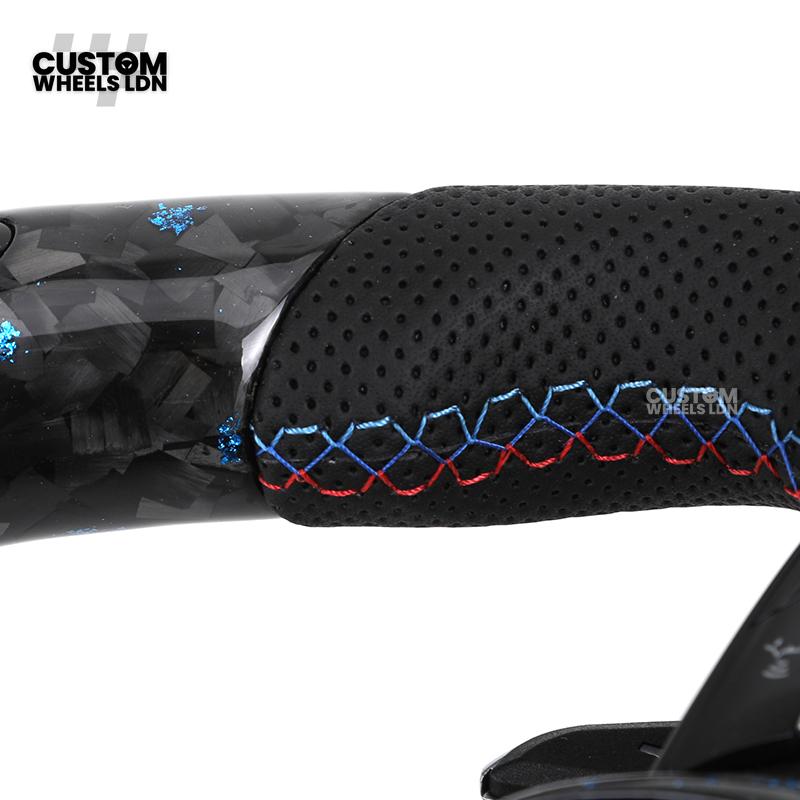 BMW Custom Forged Carbon Steering Wheel with Blue Flake & LED Display | Plug & Play | Complete Wheel | Fits F20 F21 F22 F23 F30 F31 F32 F33 F36 F80 F87 E82 E88 E90 E92 E93 + More