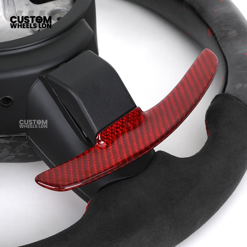 BMW Custom Forged Carbon Steering Wheel with Red Flake, LED Display & Red Paddles | Plug & Play | Complete Wheel | Fits F20 F21 F22 F23 F30 F31 F32 F33 F36 F80 F87 E82 E88 E90 E92 E93 + More