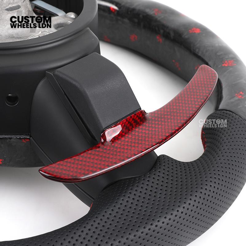 BMW Custom Red Forged Carbon LED Steering Wheel with Red Stitching | Complete Plug & Play | Fits F20 F22 F30 F32 F36 F80 F87 E90 E92 E93 + more