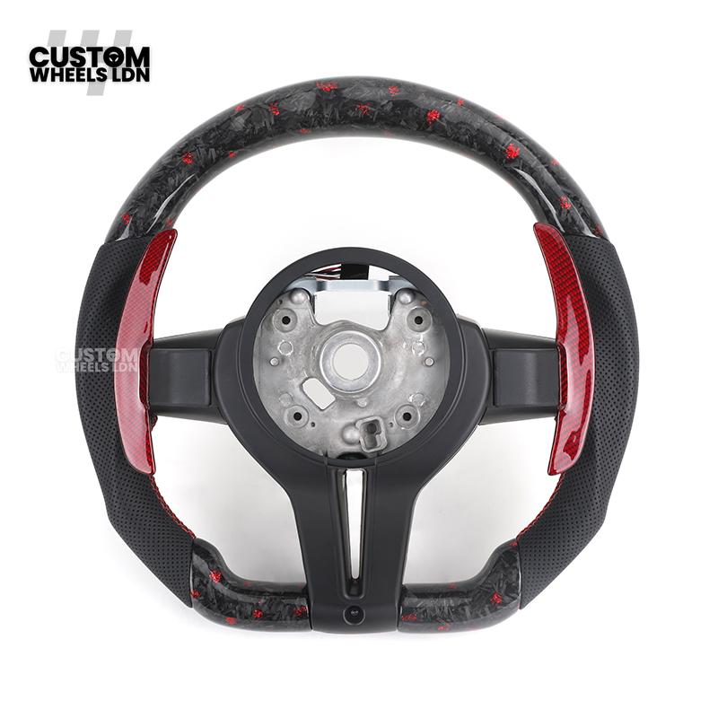 BMW Custom Red Forged Carbon LED Steering Wheel with Red Stitching | Complete Plug & Play | Fits F20 F22 F30 F32 F36 F80 F87 E90 E92 E93 + more