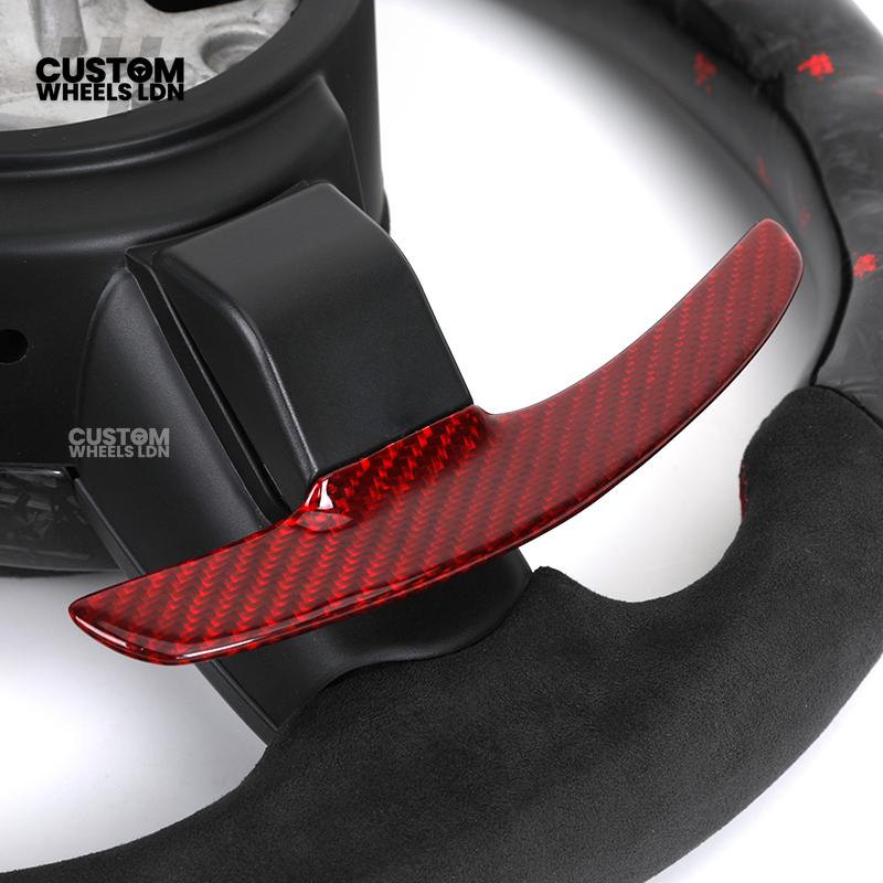 BMW Custom Forged Carbon Steering Wheel with Red Stitching, Red LED Display & Paddles | Complete Plug & Play | Fits BMW F20 F21 F22 F23 F30 F31 F32 F33 F36 F80 F87 E82 E88 E90 E92 E93 + more