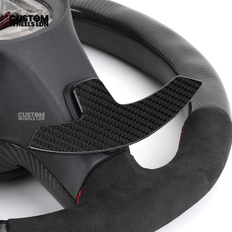Mercedes Custom AMG Flat Bottom Steering Wheel – Alcantara & Carbon Fibre, Red Stitching, LED Display, Black Trim, Touch Buttons, AMG Badge | Fits C-Class, E-Class, CLS, GLC, GLE, G-Class + more | Plug & Play | Retrofit Upgrade for Older Model available