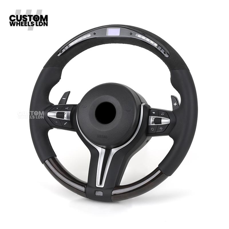 BMW Custom Led Steering Wheel – Smooth Leather & Piano Black Top and Bottom | LED Display | Fits F20 F21 F22 F30 F31 F32 F33 F36 F10 F11 F06 F12 F13 F15 F16 X1 X3 X4 X5 X6 + More