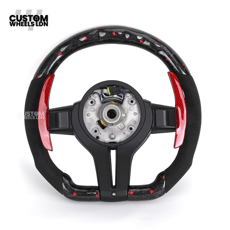 BMW Custom Forged Carbon Steering Wheel with Red Stitching, Red LED Display & Paddles | Complete Plug & Play | Fits BMW F20 F21 F22 F23 F30 F31 F32 F33 F36 F80 F87 E82 E88 E90 E92 E93 + more