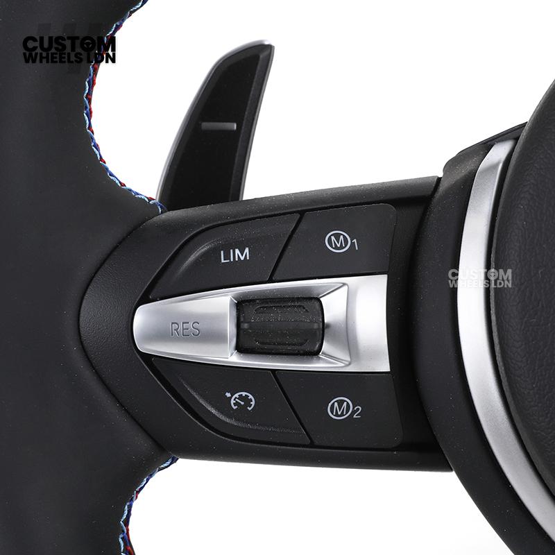 BMW Custom LED Steering Wheel – Smooth Black Leather with M Stitching & Silver Accents | Fits F20 F21 F22 F30 F31 F32 F36 F10 F11 F06 F12 F13 X1 X3 X4 X5 X6 + More