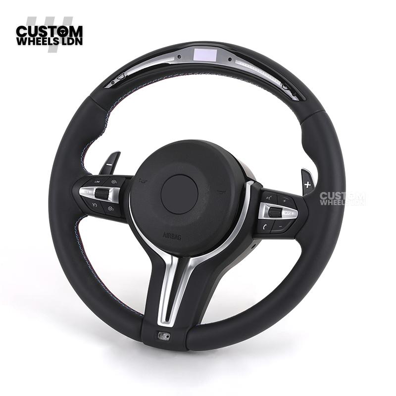BMW Custom LED Steering Wheel – Smooth Black Leather with M Stitching & Silver Accents | Fits F20 F21 F22 F30 F31 F32 F36 F10 F11 F06 F12 F13 X1 X3 X4 X5 X6 + More