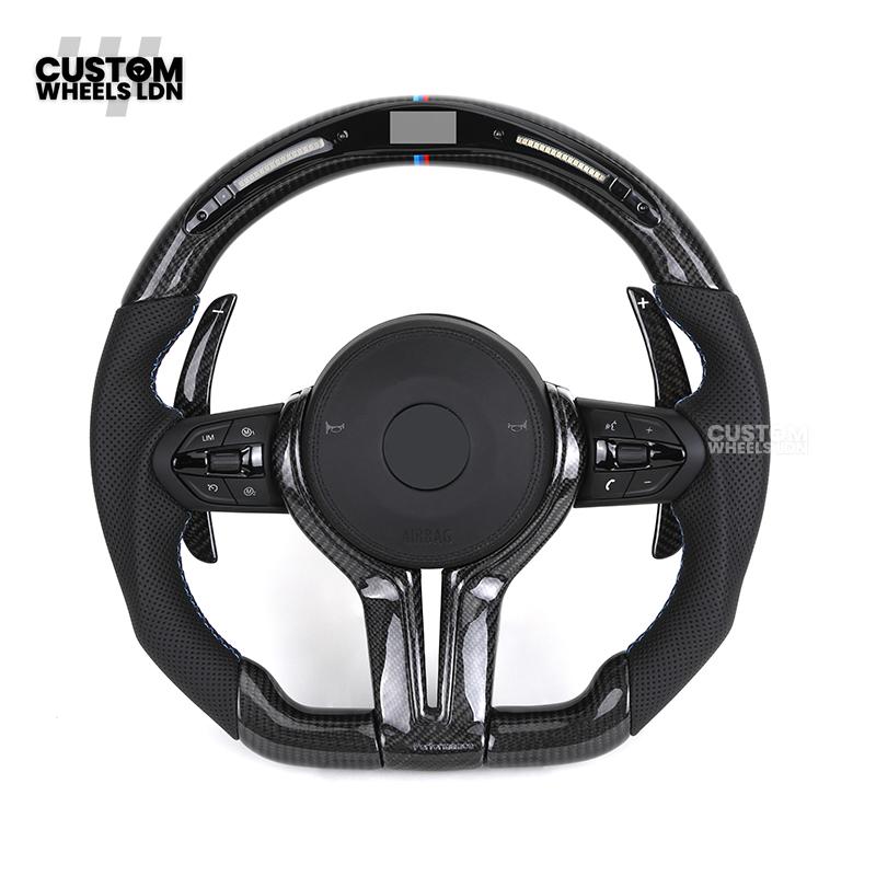 BMW Custom LED Steering Wheel – Carbon Fibre, M-Stitching, Perforated Leather | Fits 1/2/3/4 Series, X1, X2 + more