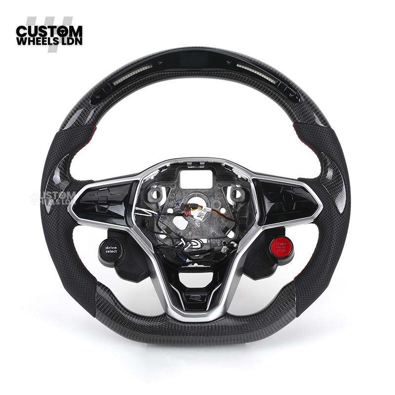VW MK8 Custom Steering Wheel – LED Display | Carbon Fibre | Start & Drive Select Buttons | Fits Golf GTI R Mk8 + more
