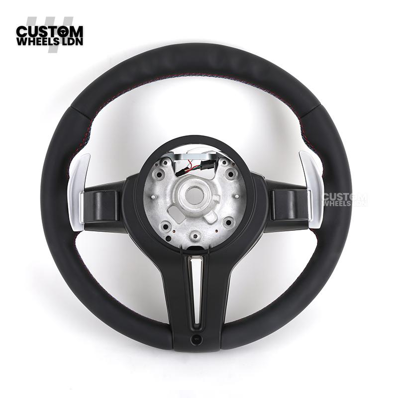 BMW Custom LED Steering Wheel – Smooth Black Leather with M Stitching & Silver Accents | Fits F20 F21 F22 F30 F31 F32 F36 F10 F11 F06 F12 F13 X1 X3 X4 X5 X6 + More