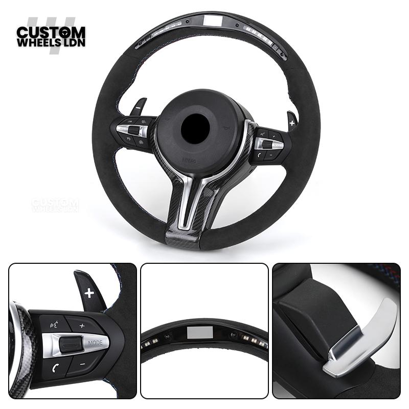 BMW Custom Steering Wheel – Alcantara with LED Display & Carbon Insert | Fits F20 F22 F30 F32 F36 F10 F06 F13 X1 X3 X4 X5 X6 + More
