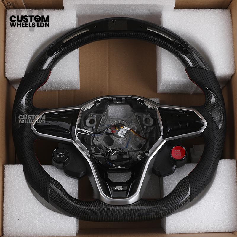 VW MK8 Custom Steering Wheel – LED Display | Carbon Fibre | Start & Drive Select Buttons | Fits Golf GTI R Mk8 + more