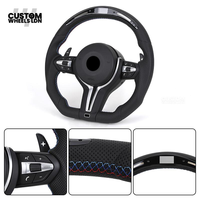 BMW Custom LED Steering Wheel – Perforated Leather with M-Stitching | Fits F20 F22 F30 F32 F36 F10 F06 F13 X1 X3 X4 X5 X6 + More