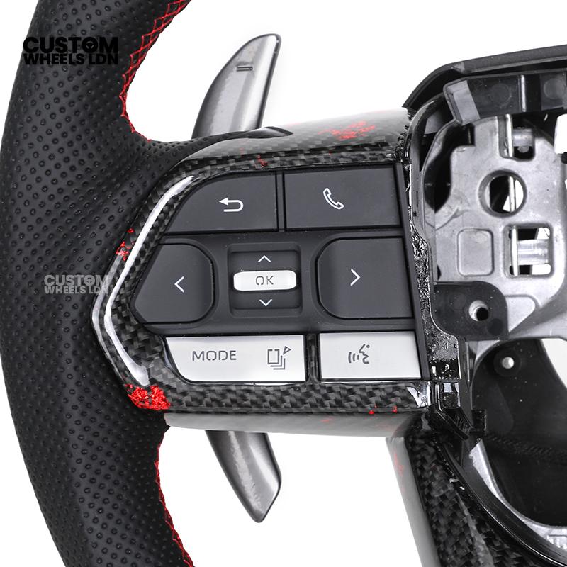 Toyota Custom LED Carbon Steering Wheel – Red Stitch, Perforated Grips, Flat Bottom | Built-In Rev Counter Display | Fits GR Yaris, GR Supra, Camry, Corolla + more | Plug & Play | Full Carbon Retrofit Upgrade